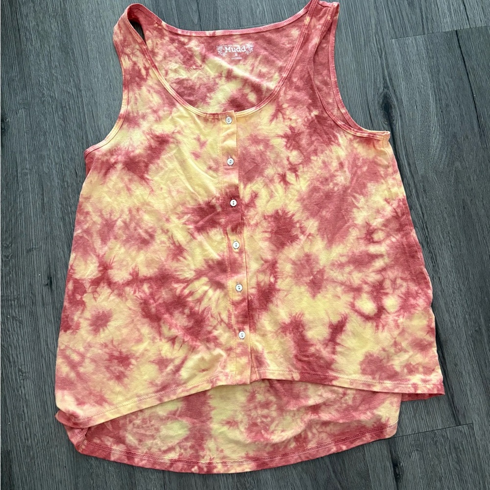 Mudd Women's Tie-Dye Tank Tops - Red/orange and Blue - Picture 2 of 14